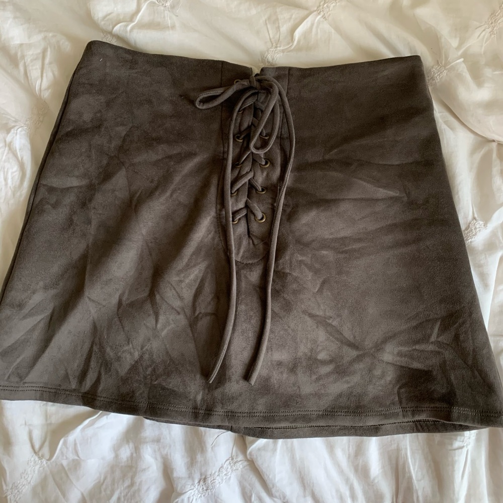 Leith faux suede skirt with lace up